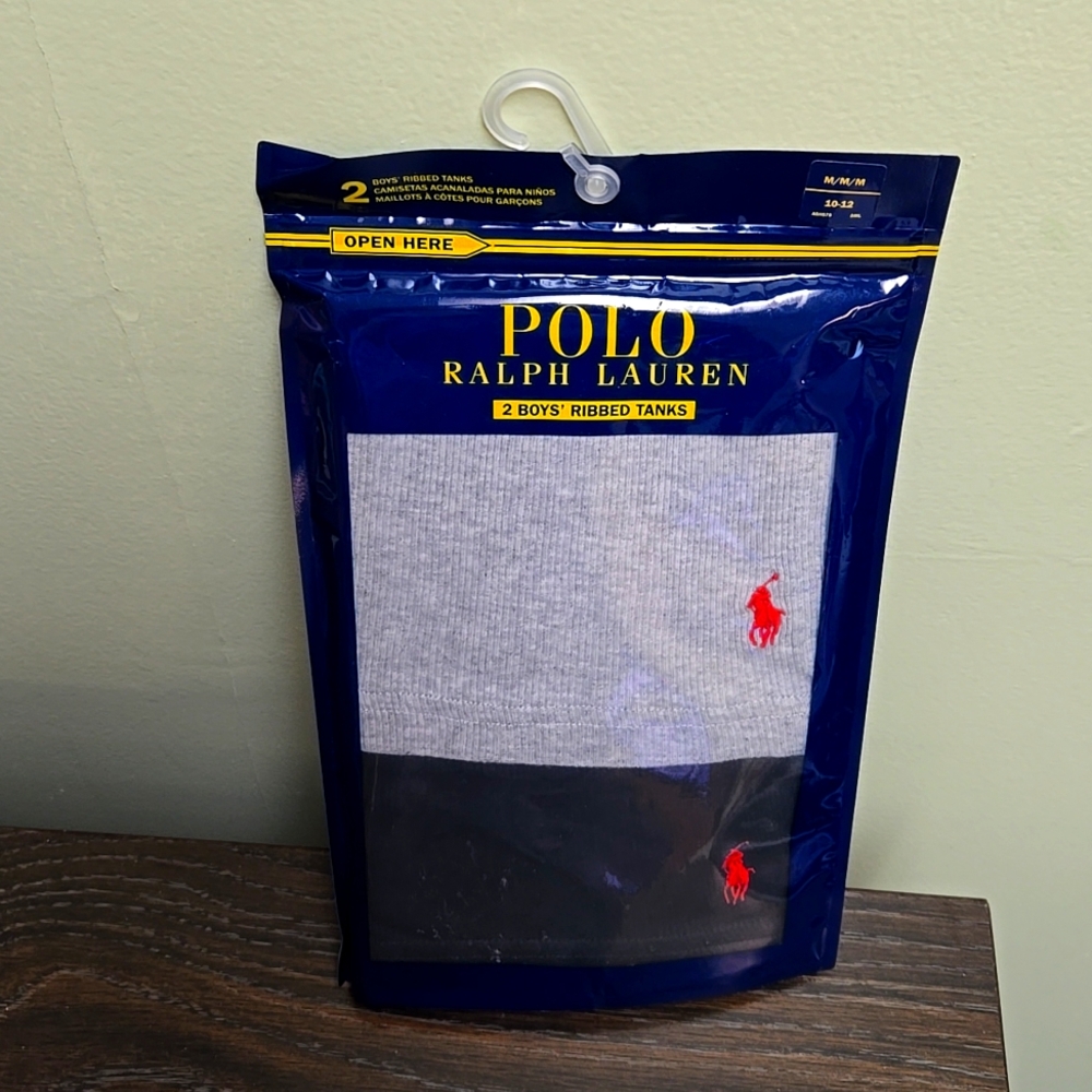 Polo Ralph Lauren medium 10-12 pack of 2 ribbed tank gray black